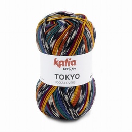 Katia Tokyo Superwash Sock Yarn Shade 84 - Ochre - Red - Green Blue